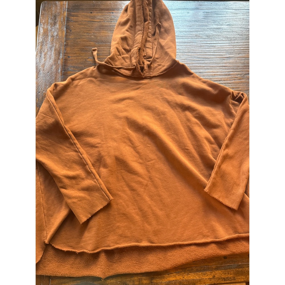 Frank & Eileen Rust Brown Raw Hem Pullover Hoodie Size XL